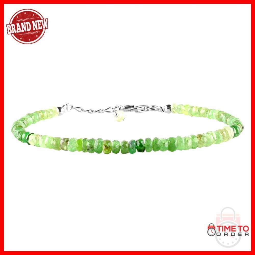 Sterling Silver Gemstone Bracelet, 7+1 Inch, Handmade Birthstone Jewelry
